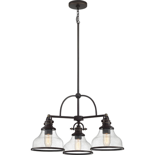 Grant 3-Light Seeded Glass Chandelier in Palladian Bronze