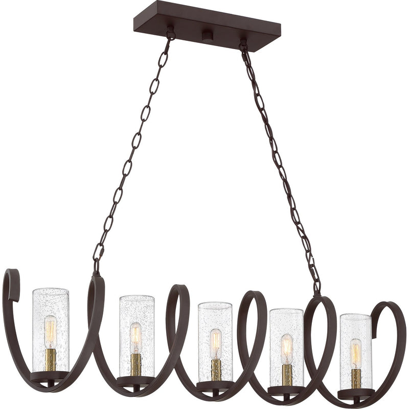Tumult 5-Light Linear Chandelier in Western Bronze