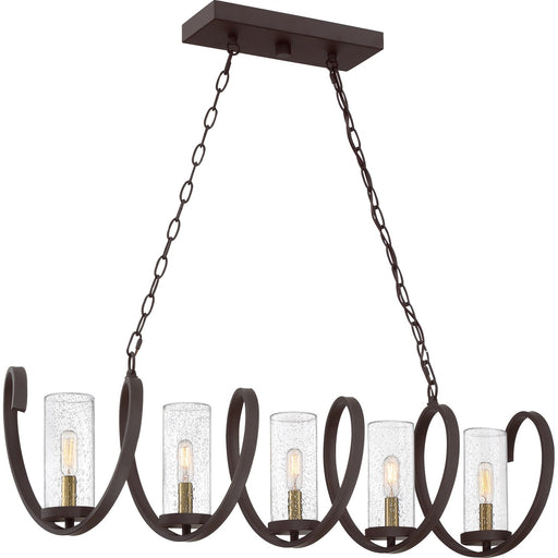 Tumult 5-Light Linear Chandelier in Western Bronze