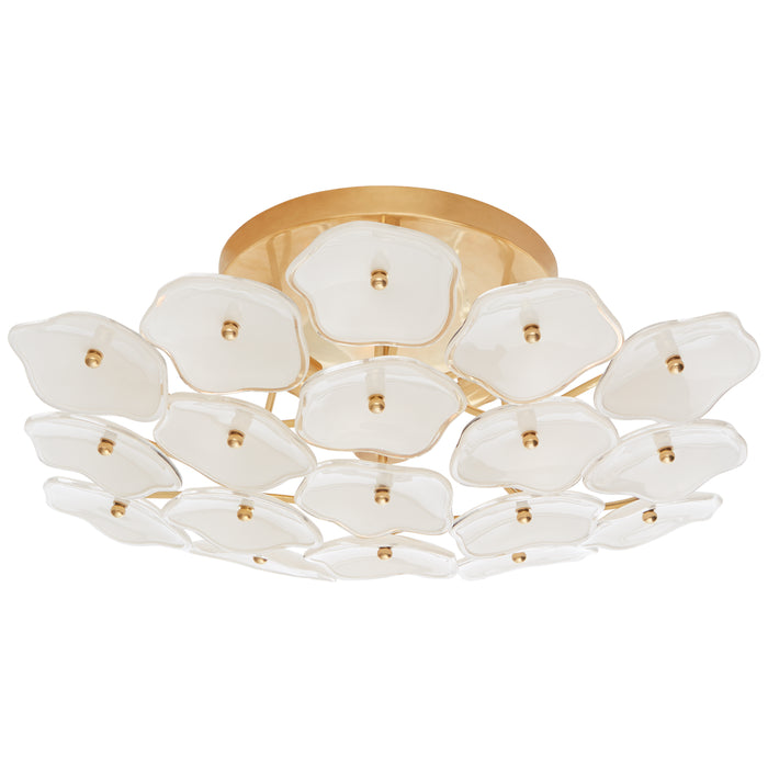 Leighton Three Light Flush Mount in Soft Brass