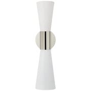 Clarkson Medium Narrow White Shade 2-Light Wall Sconce in Polished Nickel