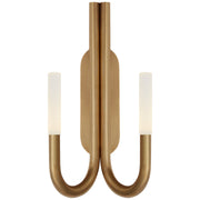 Rousseau Double Wall Sconce in Antique-Burnished Brass