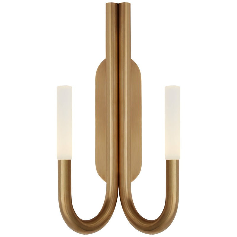 Rousseau Double Wall Sconce in Antique-Burnished Brass