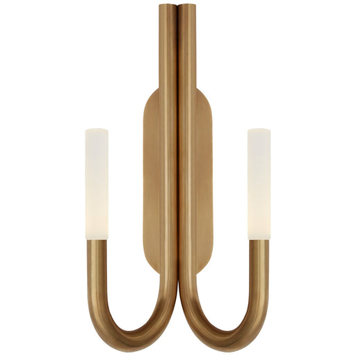 Rousseau Double Wall Sconce in Antique-Burnished Brass