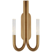 Rousseau Double Wall Sconce in Antique-Burnished Brass