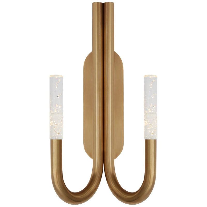 Rousseau Double Wall Sconce in Antique-Burnished Brass