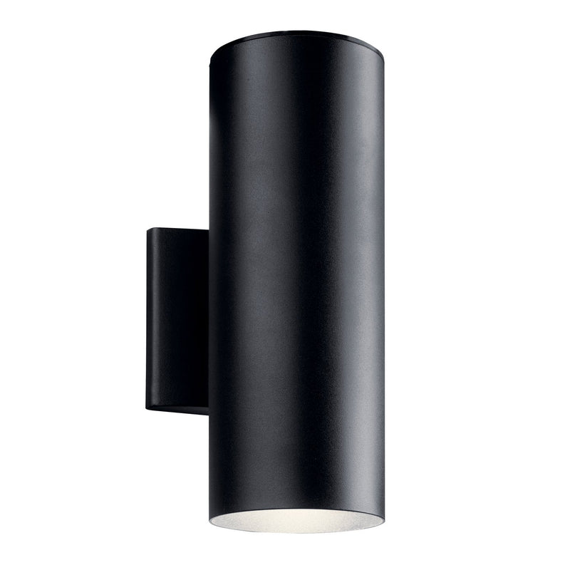 2-Light LED Cylinder Outdoor Wall Sconce in Textured Black