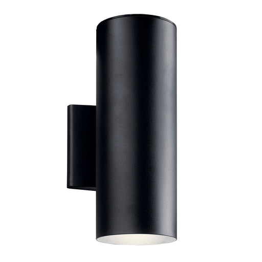 2-Light LED Cylinder Outdoor Wall Sconce in Textured Black