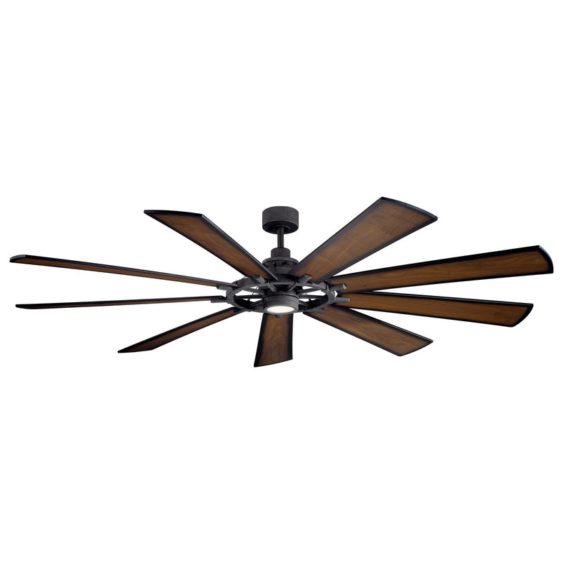 Gentry XL 85" Ceiling Fan with Light in Distressed Black