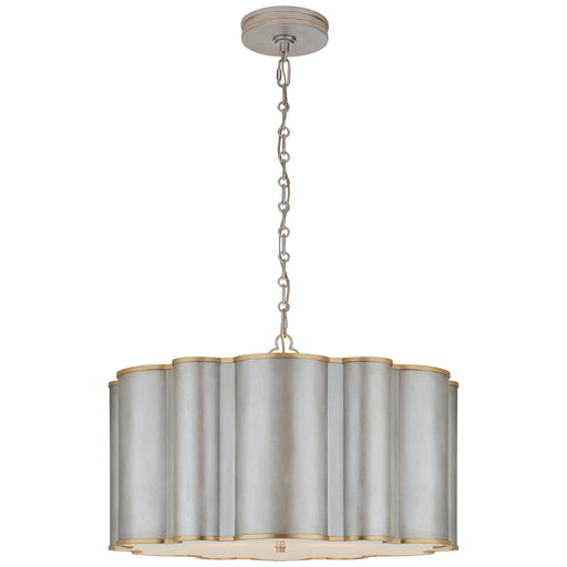 Markos Four Light Pendant in Burnished Silver Leaf with Gild