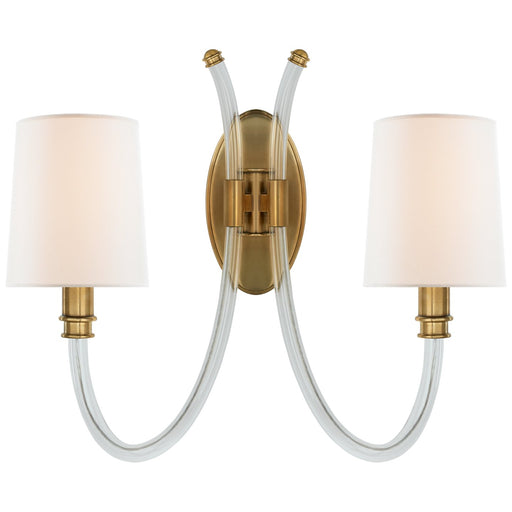 Clarice Double 2-Light Wall Sconce in Clear Acrylic with Antique Brass