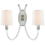 Clarice Double 2-Light Wall Sconce in Clear Acrylic with Polished Nickel