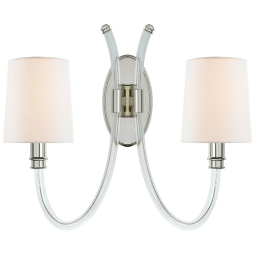 Clarice Double 2-Light Wall Sconce in Clear Acrylic with Polished Nickel