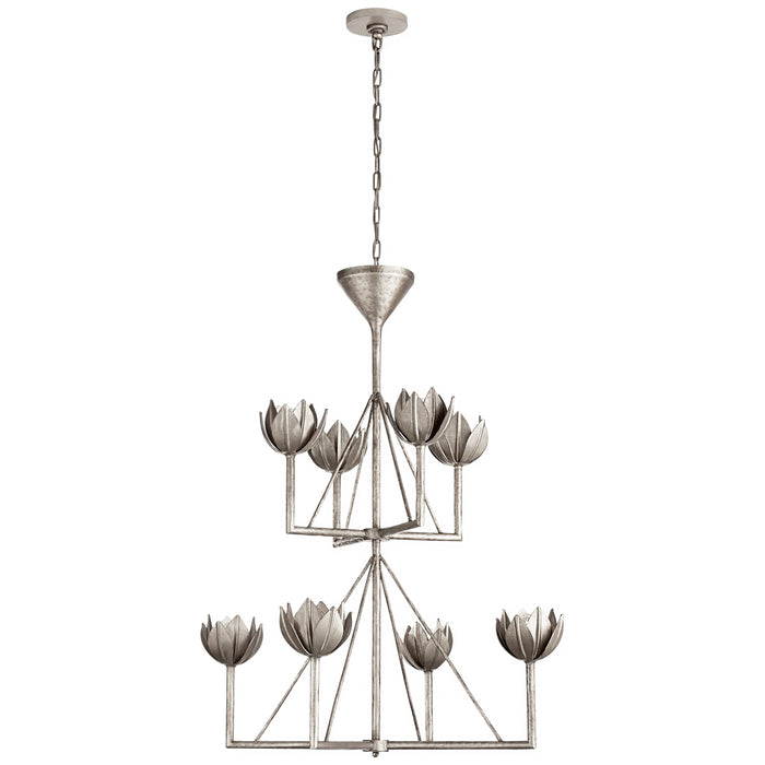 Alberto Eight Light Chandelier in Burnished Silver Leaf