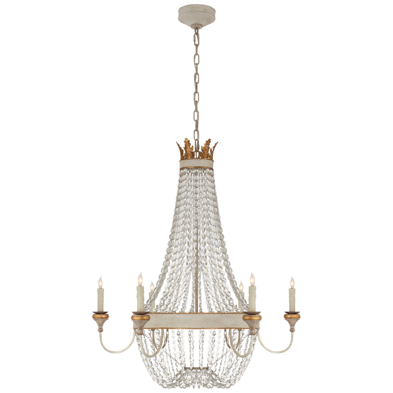 Entellina Six Light Chandelier in Vintage White and Gild