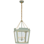 Caddo Medium 4-Light Lantern Pendant in Celadon with Gild
