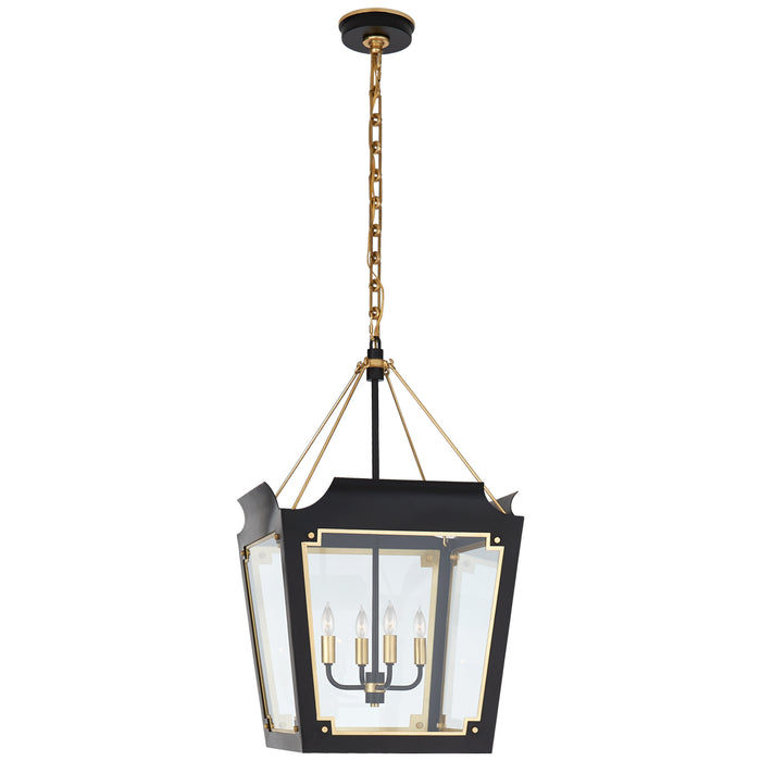 Caddo Four Light Lantern in Matte Black with Gild