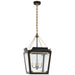Caddo Four Light Lantern in Matte Black with Gild