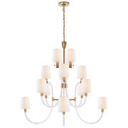 Clarice 16 Light Chandelier in Clear Acrylic with Antique Brass