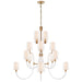 Clarice 16 Light Chandelier in Clear Acrylic with Antique Brass