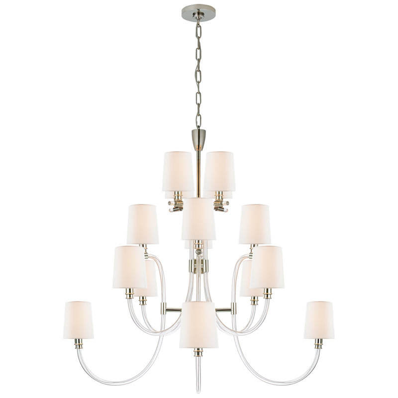 Clarice 16 Light Chandelier in Clear Acrylic with Polished Nickel