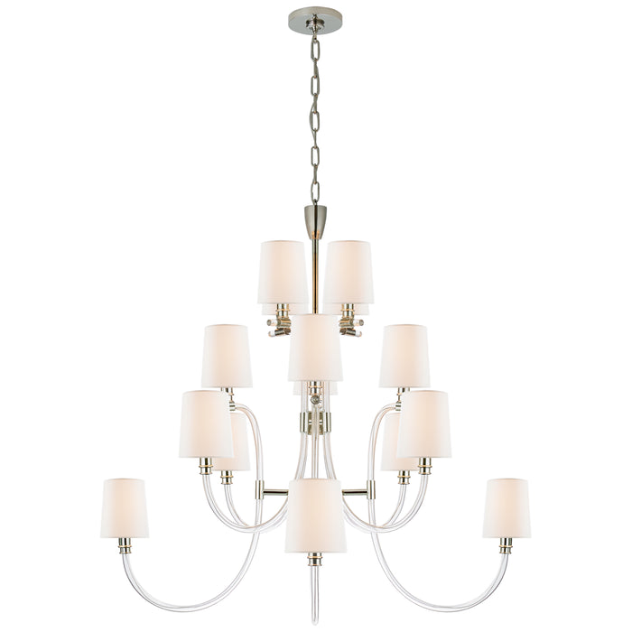 Clarice 16 Light Chandelier in Clear Acrylic with Polished Nickel