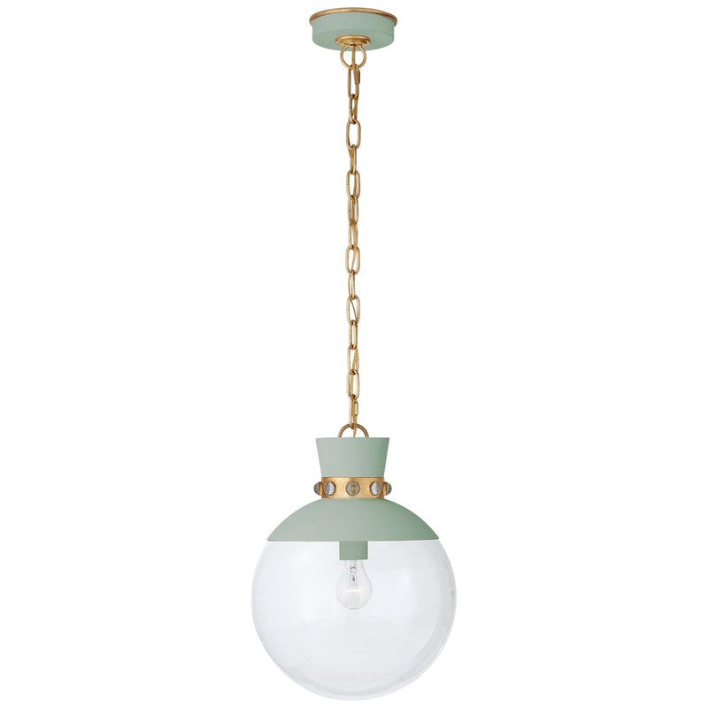 Lucia Medium 13" Pendant in Celedon with Gild