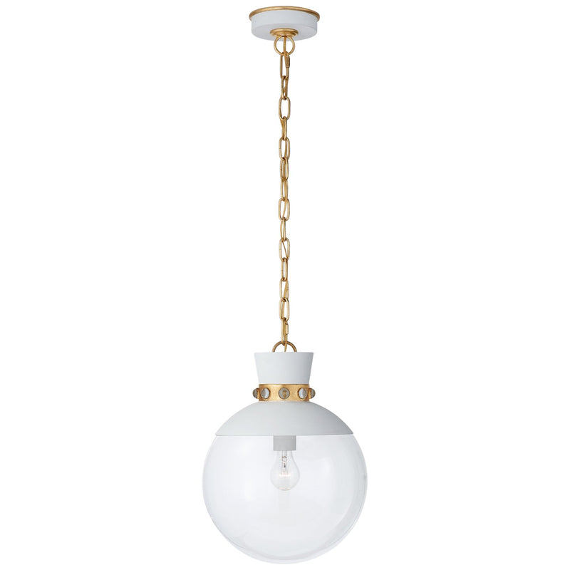 Lucia Medium 13" Pendant in White with Gild