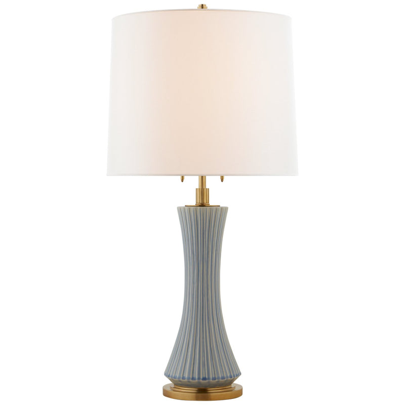 Elena Large 2-Light Table Lamp in Polar Blue Crackle