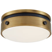 Hicks 5.5" Solitaire Flush Mount in Bronze with Antique Brass