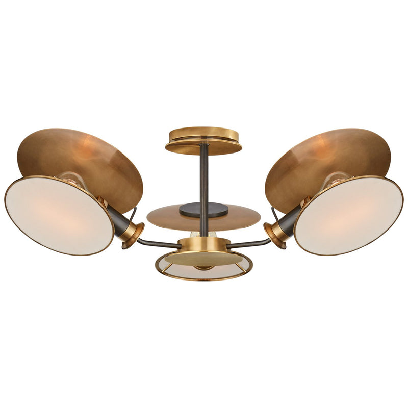 Osiris Medium 3-Light Semi-Flush Mount in Bronze with Antique Brass