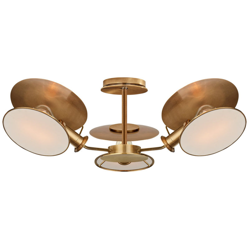 Osiris Medium 3-Light Semi-Flush Mount in Hand-Rubbed Antique Brass