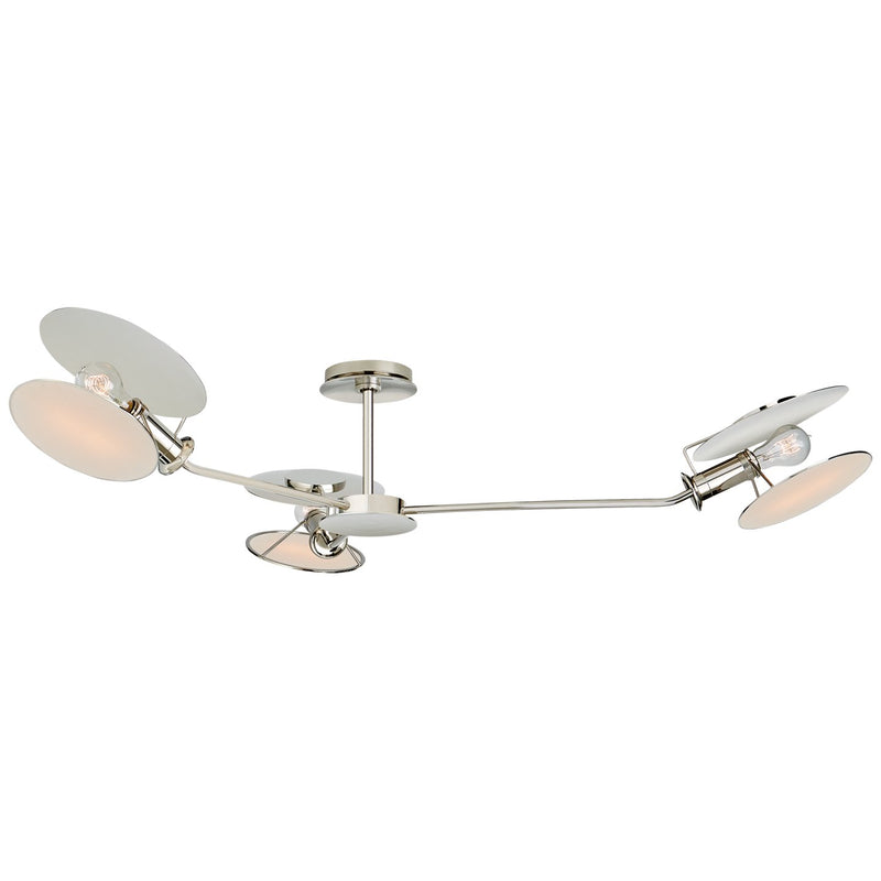 Osiris Large Asymmetric 3-Light Semi-Flush Mount in Polished Nickel