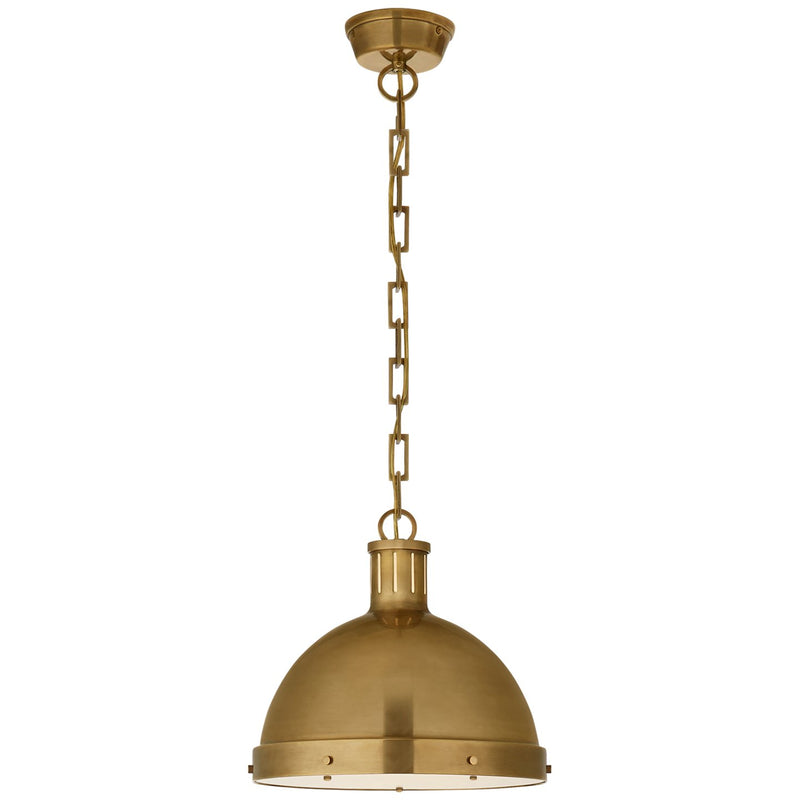 Hicks Large 2-Light Frosted Acrylic Pendant in Hand-Rubbed Antique Brass