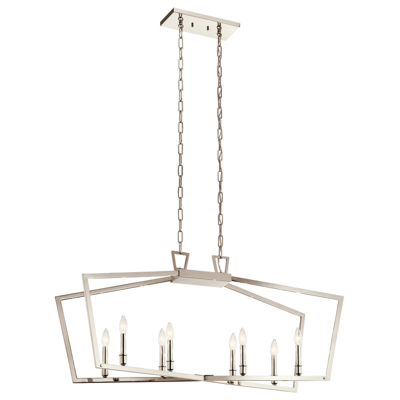 Abbotswell 8-Light Linear Chandelier in Polished Nickel