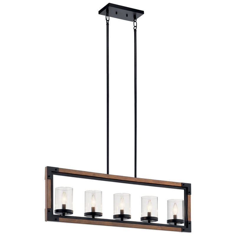 Marimount 5-Light Linear Chandelier in Auburn Stained