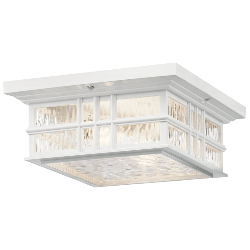 Beacon Square 2-Light Outdoor Flush Mount in White
