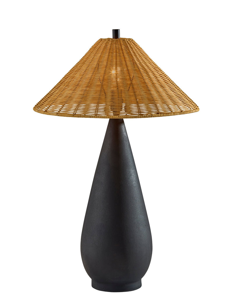 Lorelei Table Lamp in Black Roughed Ceramic