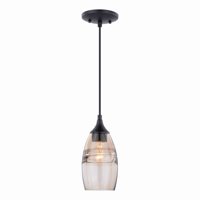 Milano 5" Mini Pendant in Oil Rubbed Bronze with Amber Fog Glass
