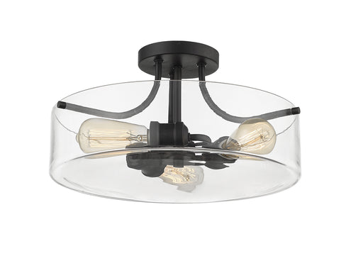 Delaney 3 Light Semi Flush Mount in Matte Black