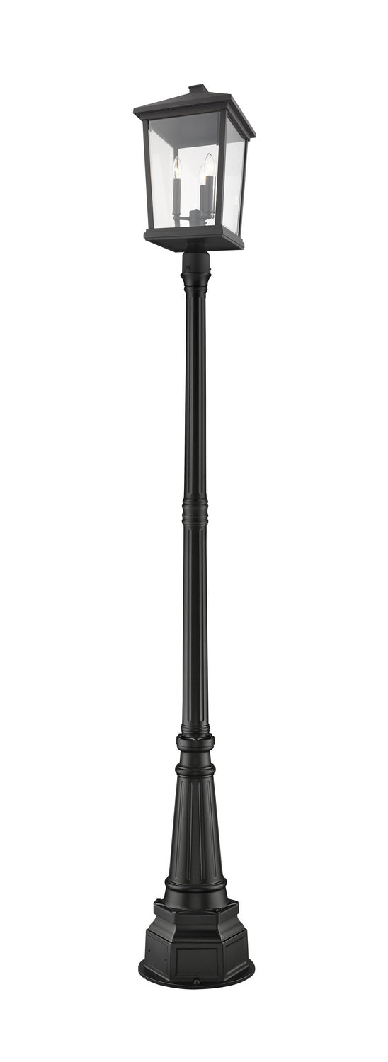Beacon 3 Light Outdoor Post Mount in Black (564P Post)