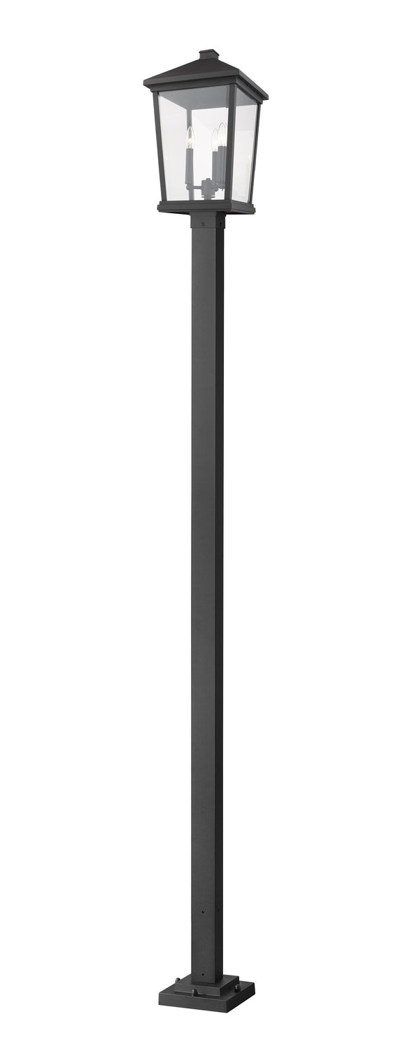 Beacon 3 Light Outdoor Post Mount in Black (536P Post)