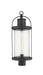 Roundhouse 1 Light Outdoor Post Mount Fixture in Black with Clear Seedy Glass