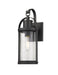 Roundhouse 1 Light Outdoor Wall Sconce in Black with Clear Seedy Glass