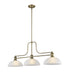 Melange 3 Light Chandelier in Heritage Brass with White Linen Glass