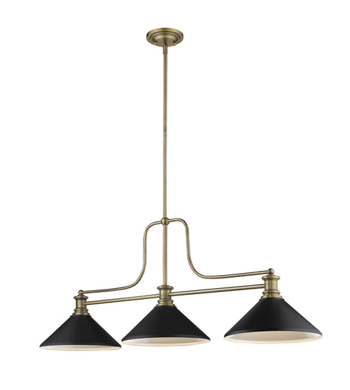 Melange 3 Light Chandelier in Heritage Brass with Matte Black Shade