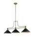 Melange 3 Light Chandelier in Heritage Brass with Matte Black Shade