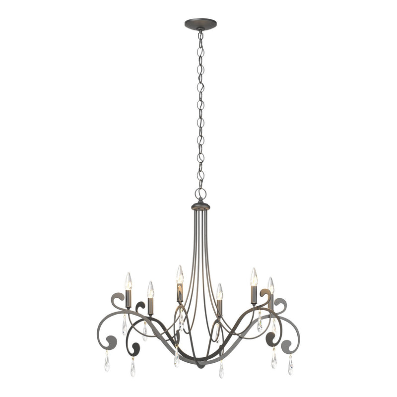 Stella 6 Arm Chandelier in Black - 105057-SKT-10-CR by Hubbardton Forge