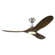 Maverick 52" LED Ceiling Fan in Brushed Steel with Dark Walnut Blades