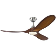 Maverick 52" LED Ceiling Fan in Brushed Steel with Koa Blades